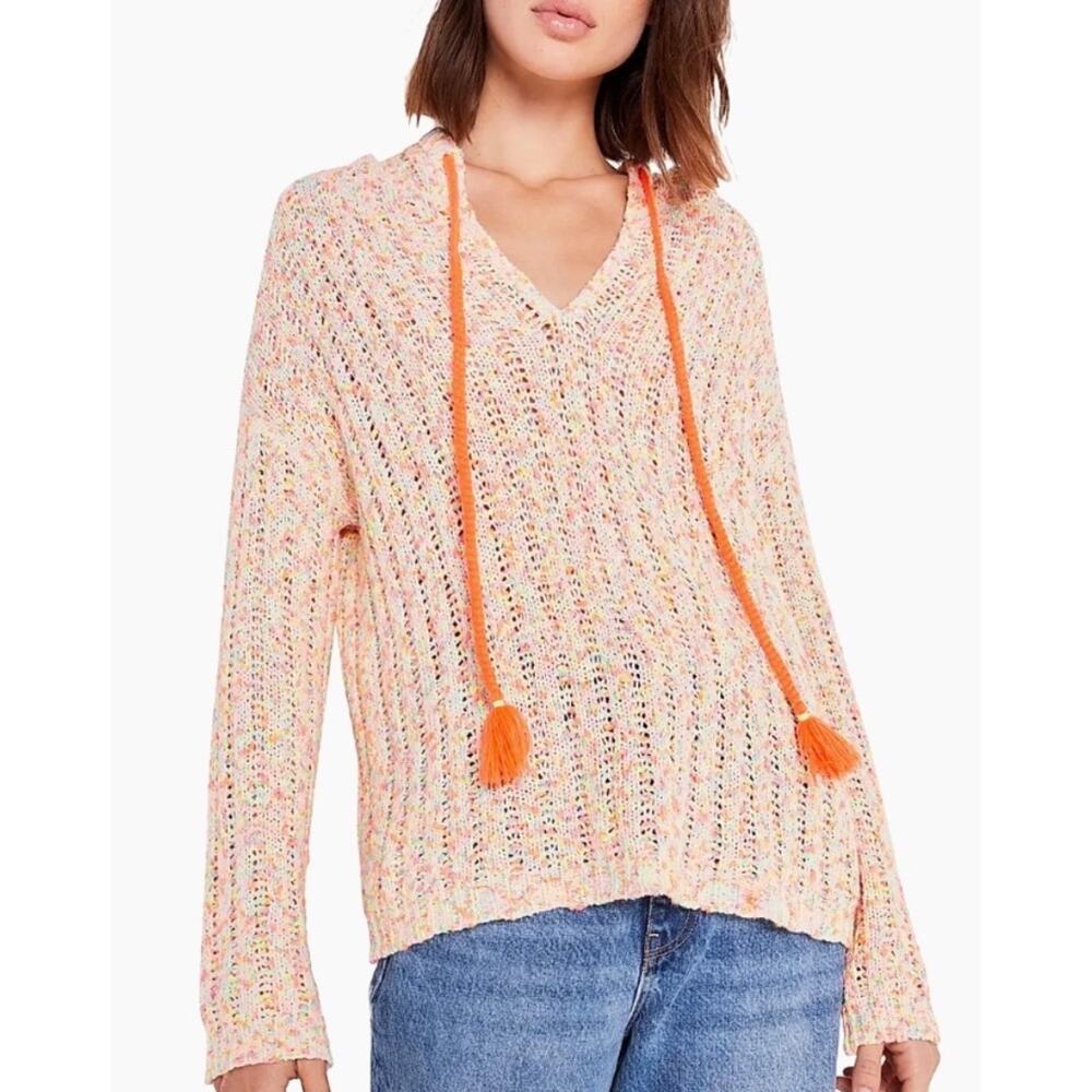 🧺 5 for $25 Sale Lisa Todd Skittles Confetti Knit Hoodie Sweater Size XS Orange - Picture 2 of 11